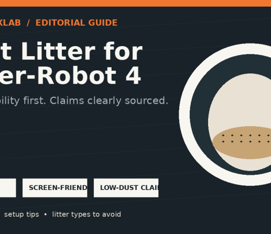 Editorial illustration showing clumping, screen-friendly litter criteria for a Litter-Robot 4.